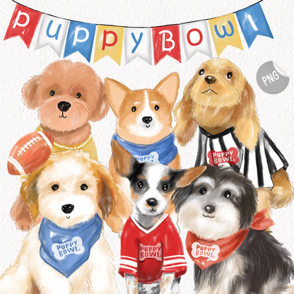 puppy bowl, dog football clipart, instant download PNG file - 300 dpi