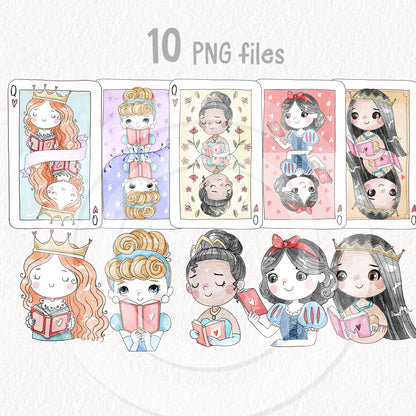 Queen of books set 1 Hand Drawn clipart instant download PNG file - 300 dpi