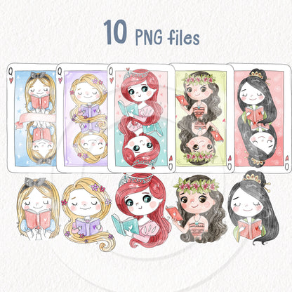 Queen of books set 2 Hand Drawn clipart instant download PNG file - 300 dpi