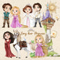 Long Hair Princess inspiration ClipArt instant download PNG file - 300 dpi