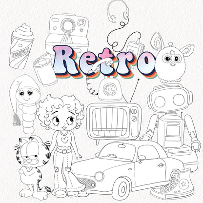 Retro clipart ,Hand drawn clipart, PNG files 300 dpi.