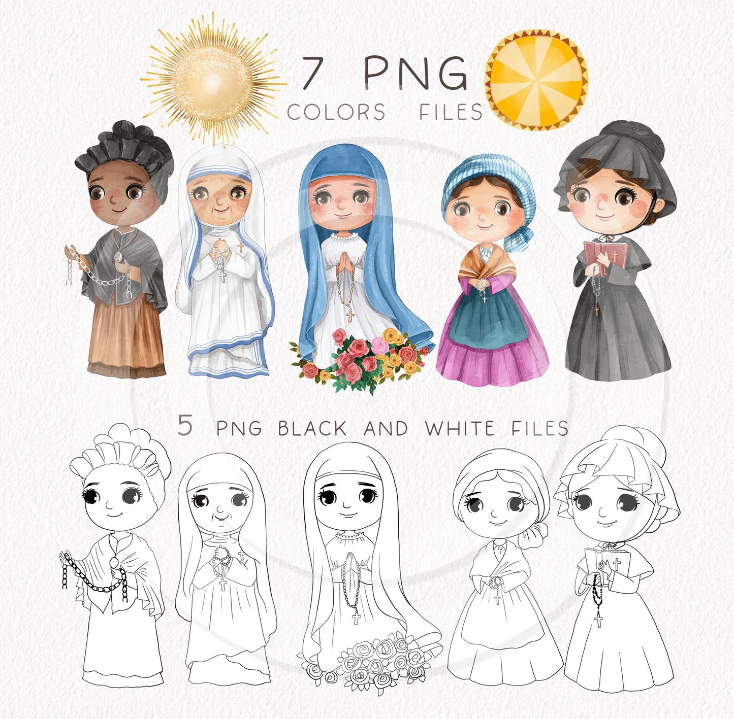 Saints Clipart set 12, Bible Characters Clipart PNG files 300 dpi.