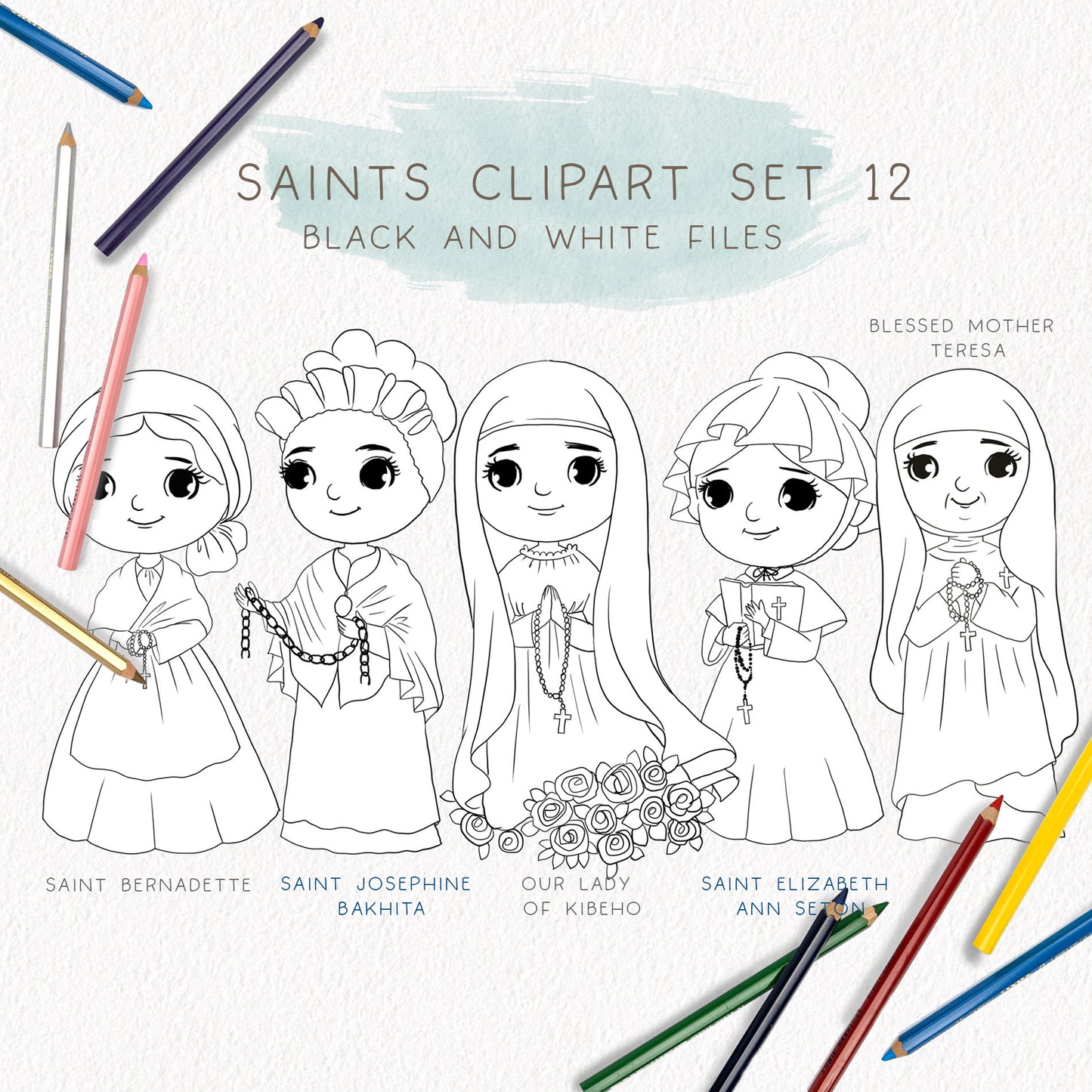 Saints Clipart set 12, Bible Characters Clipart PNG files 300 dpi.