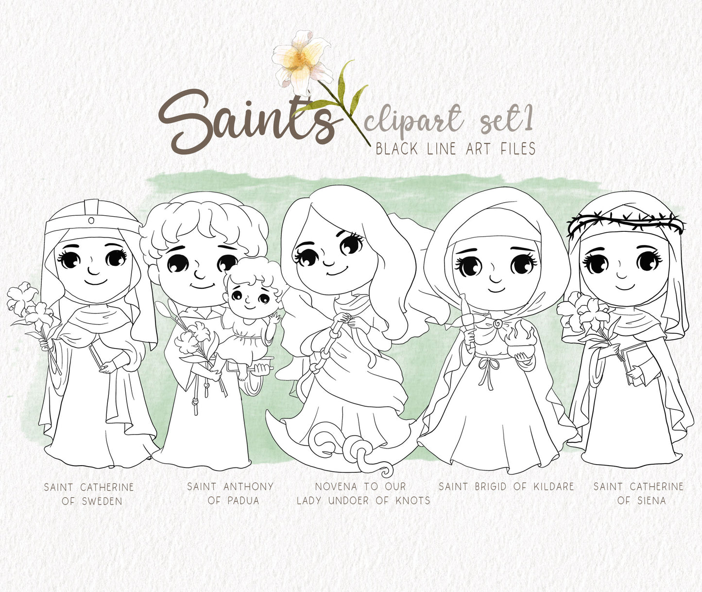 Saints Clipart set 1, Bible Characters Clipart PNG files 300 dpi.