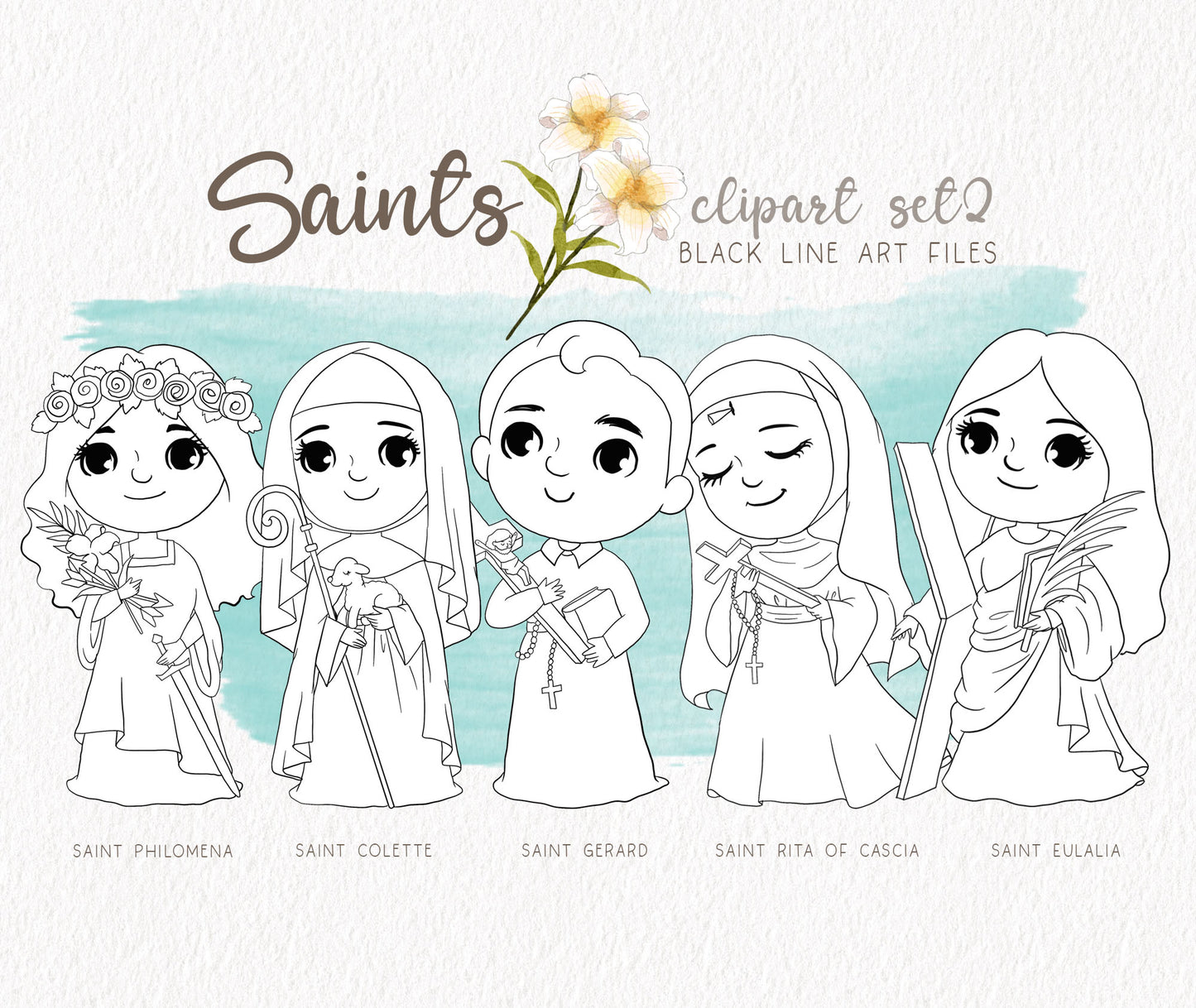 Saints Clipart set 2, Bible Characters Clipart PNG files 300 dpi.