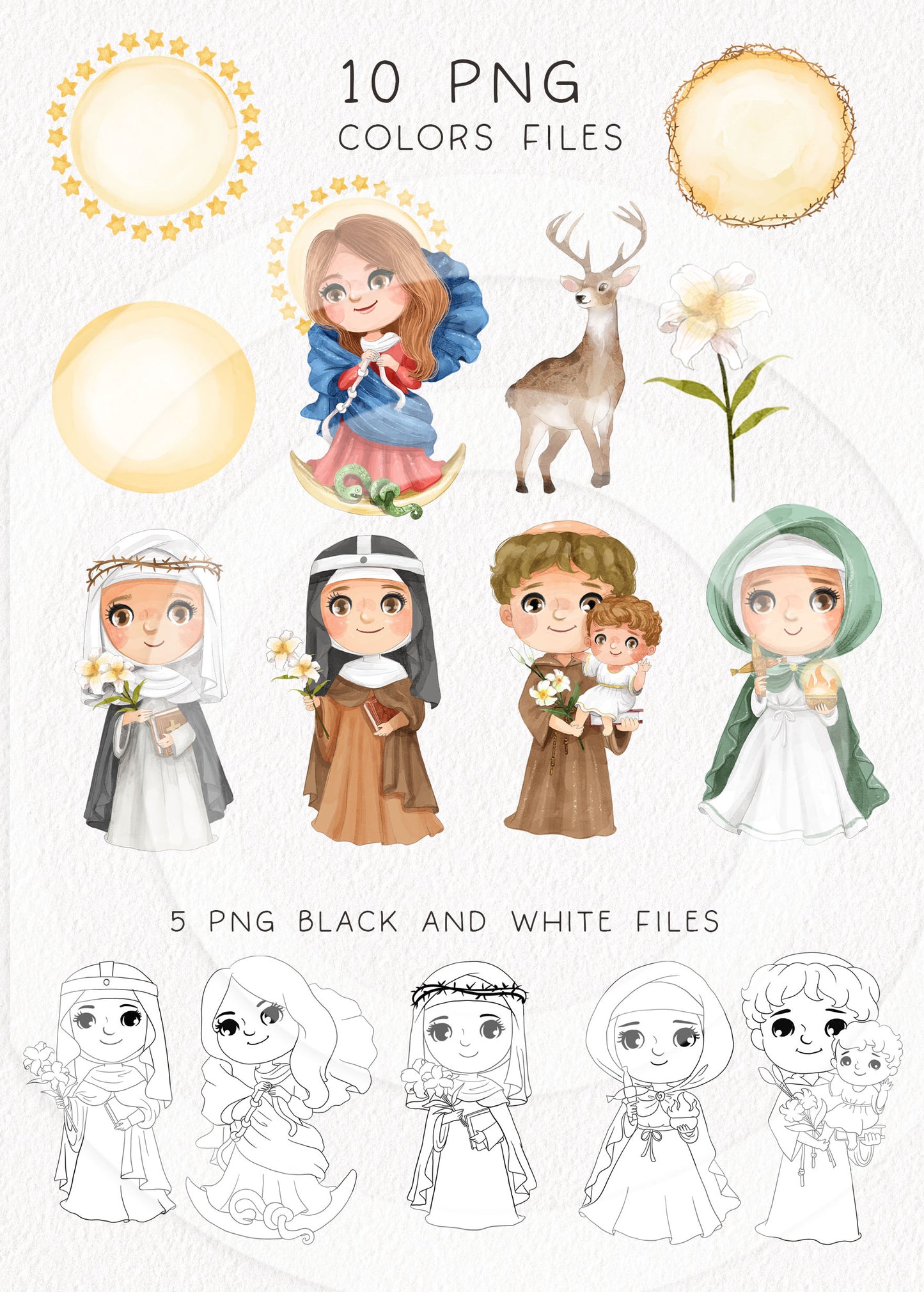 Saints Clipart set 1, Bible Characters Clipart PNG files 300 dpi.