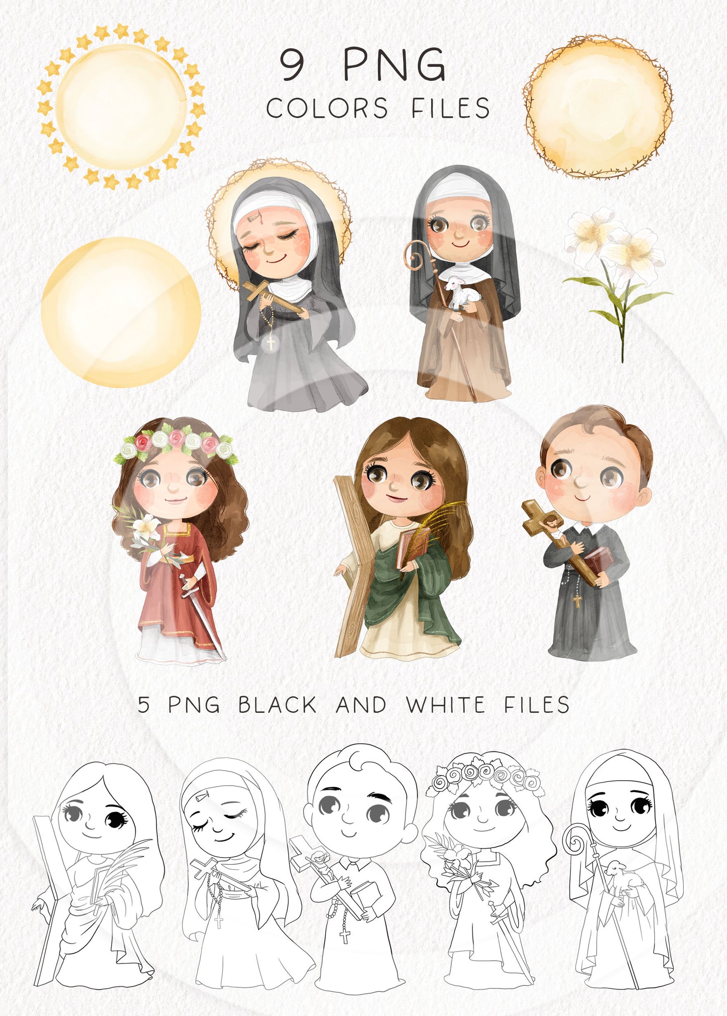 Saints Clipart set 2, Bible Characters Clipart PNG files 300 dpi.