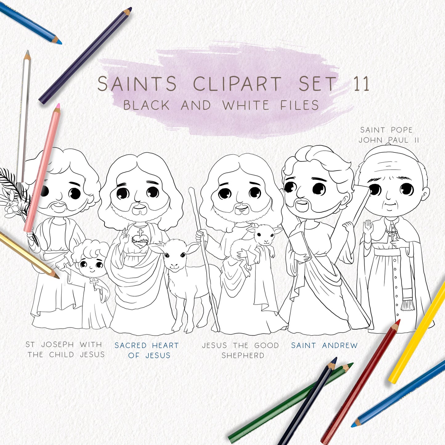 Saints Clipart set 11, Bible Characters Clipart PNG files 300 dpi.