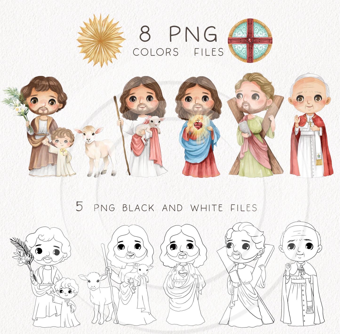 Saints Clipart set 11, Bible Characters Clipart PNG files 300 dpi.