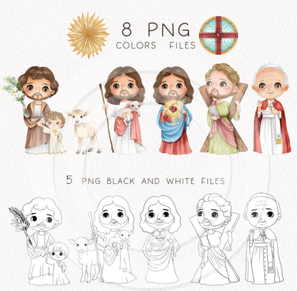 Saints Clipart set 11, Bible Characters Clipart PNG files 300 dpi.