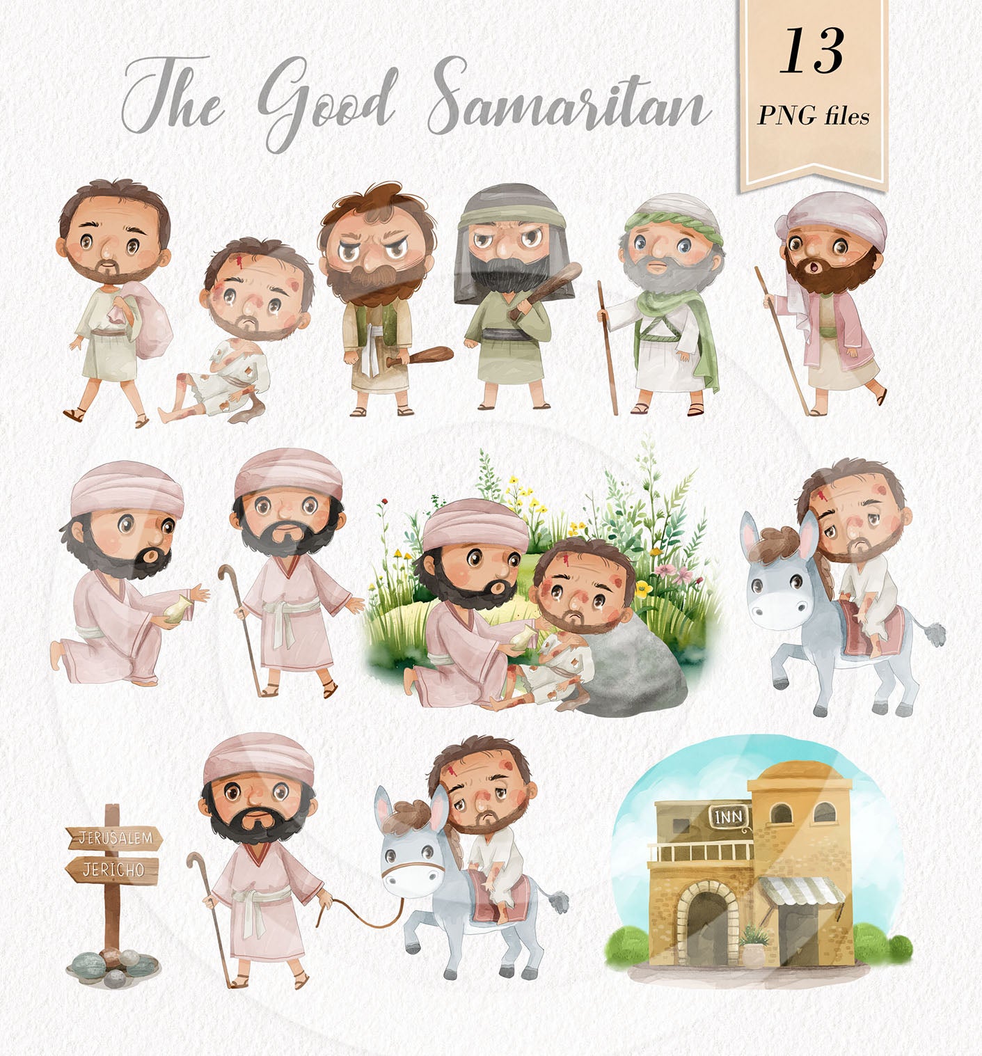 The Good Samaritan Clipart,, Bible stories, God, Jesus,clipart PNG files