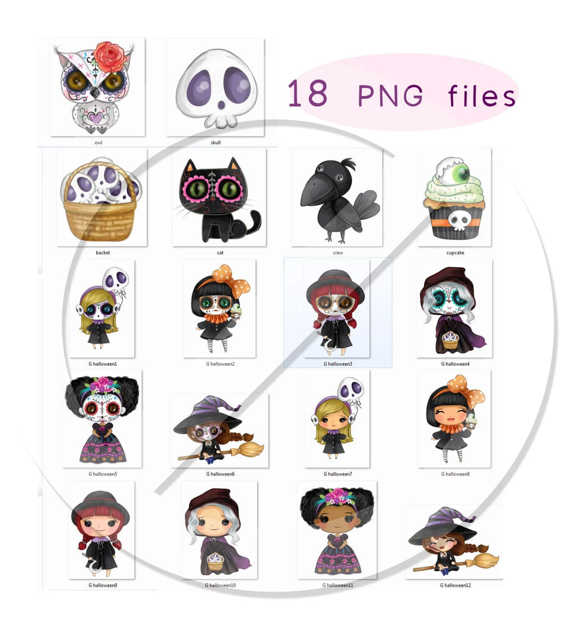 Halloween cute girls clipart PNG files instant download PNG file - 300 dpi