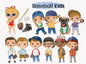 Baseball Kids clipart instant download PNG file - 300 dpi