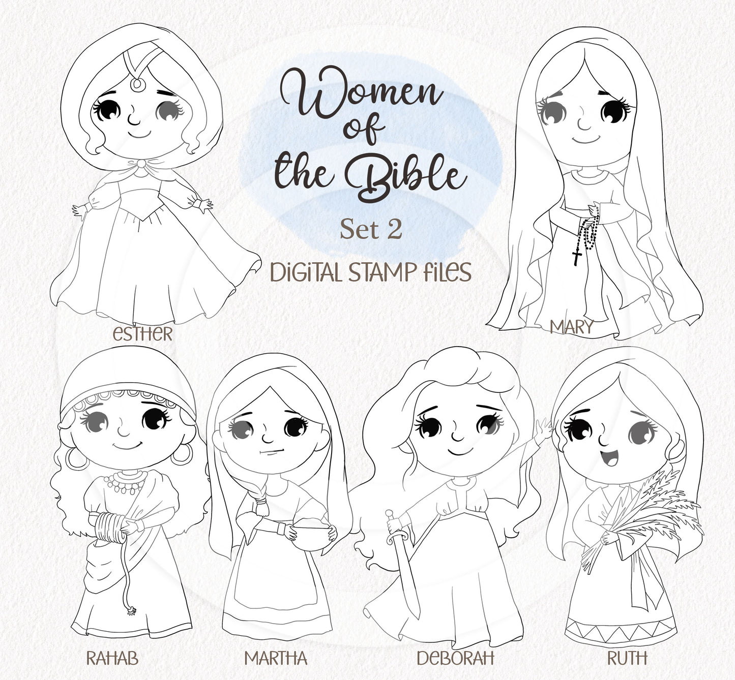 Women of the Bible Clipart set 2, Bible Characters Clipart PNG files 300 dpi.