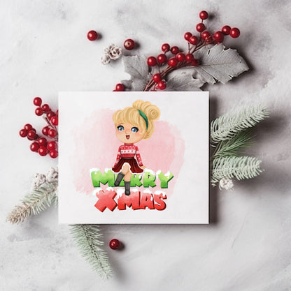 Christmas cute girls clipart set3 instant download PNG file - 300 dpi