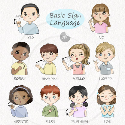 Sign Language clipart, instant download PNG file - 300 dpi