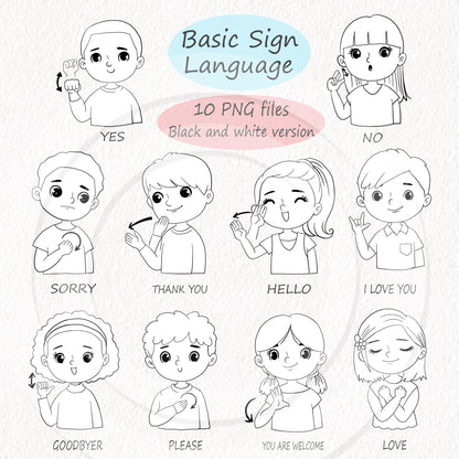 Sign Language clipart, instant download PNG file - 300 dpi