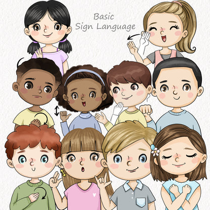 Sign Language clipart, instant download PNG file - 300 dpi