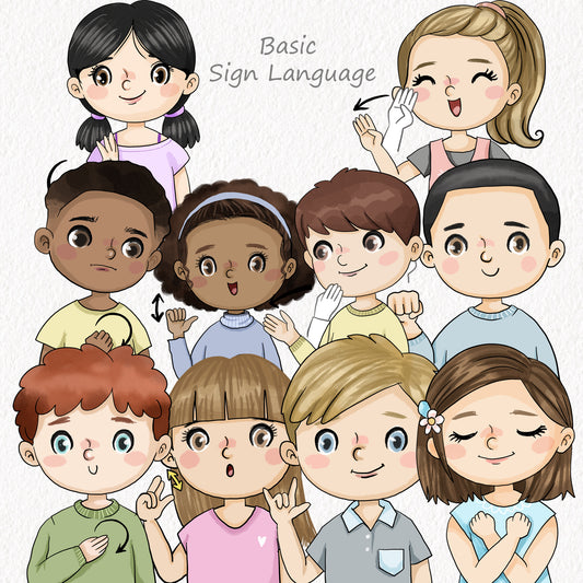 Sign Language clipart, instant download PNG file - 300 dpi