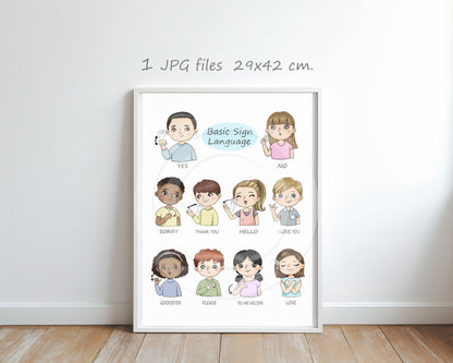 Sign Language clipart, instant download PNG file - 300 dpi