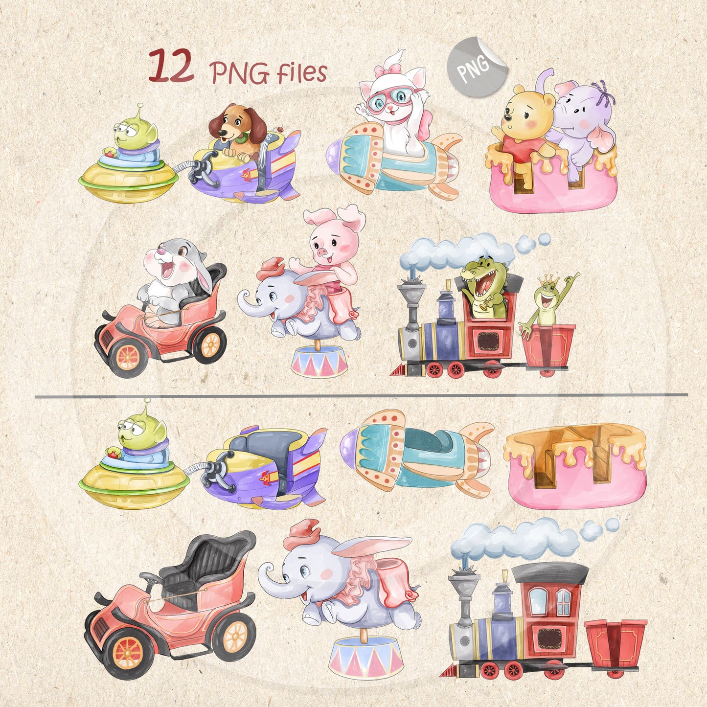 Ride Vehicle party clipart Set 2, PNG files