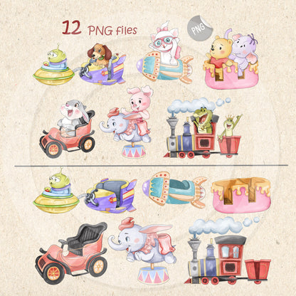 Ride Vehicle party clipart Set 2, PNG files