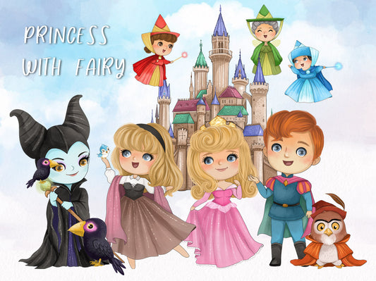 Princess with fairy inspiration ClipArt instant download PNG file - 300 d