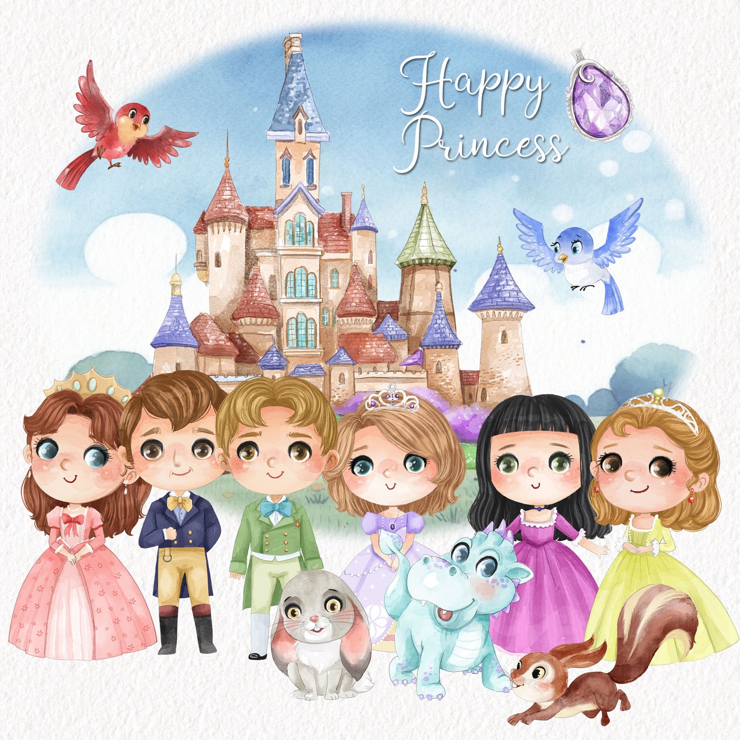 Happy Princess inspiration clipart instant download PNG file - 300 dpi