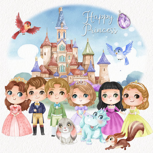 Happy Princess inspiration clipart instant download PNG file - 300 dpi