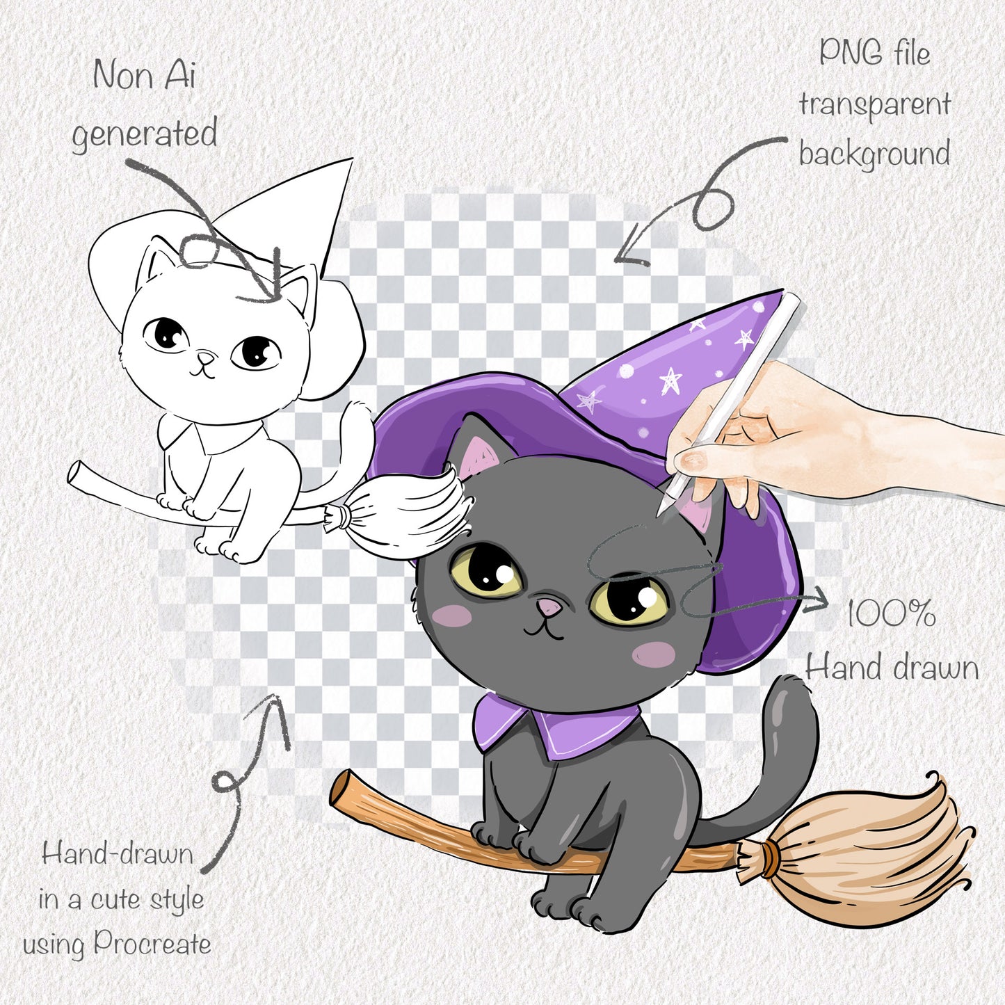 Halloween cat clipart PNG files.