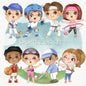 Sport Kids set 1, Kids Sport clipart, Hand drawn clipart, PNG files.