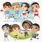 Sport Kids set 2, Kids Sport clipart, Hand drawn clipart, PNG files.