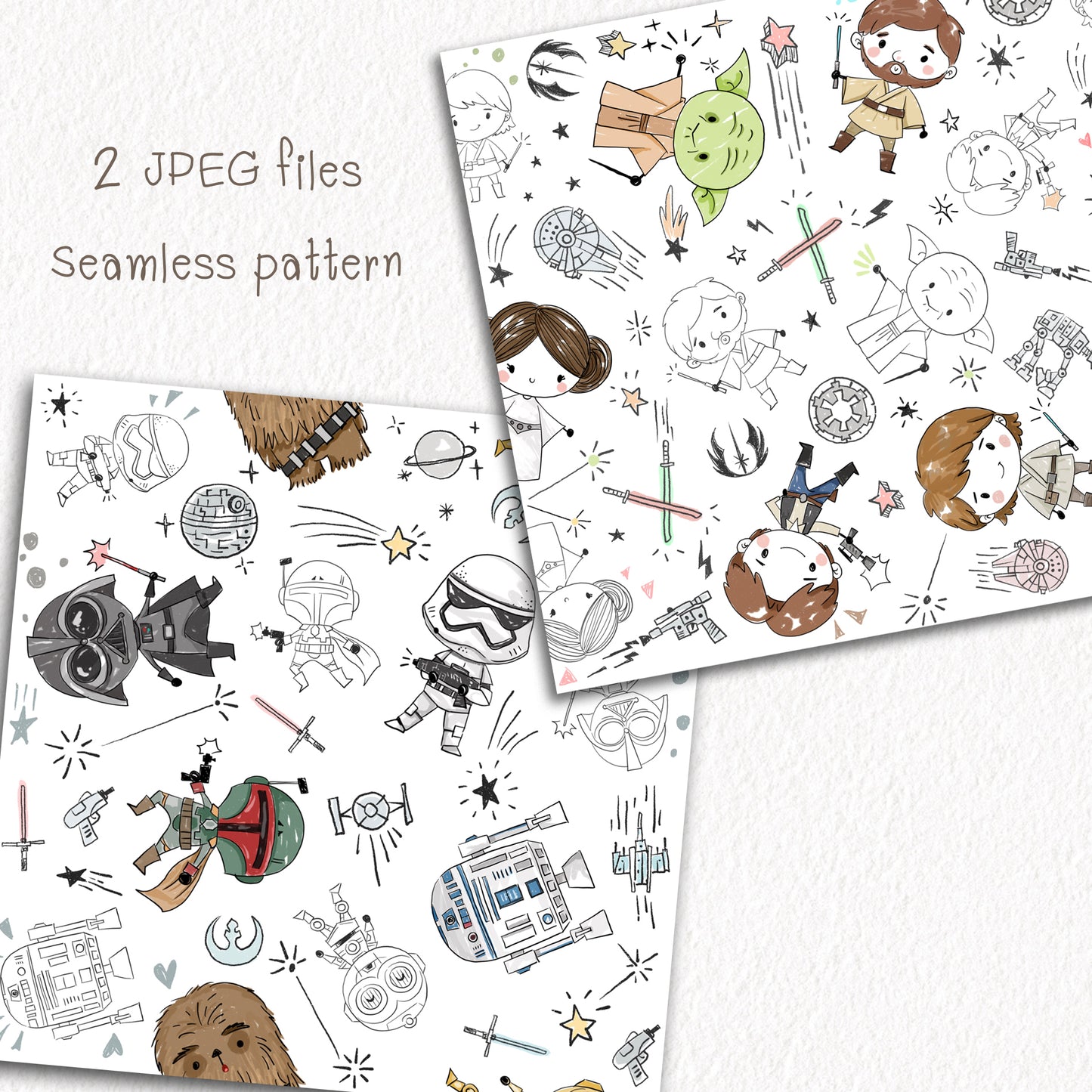 Space characters Hand Drawn ,doodle clipart, Seamless Pattern, instant download PNG file - 300 dpi