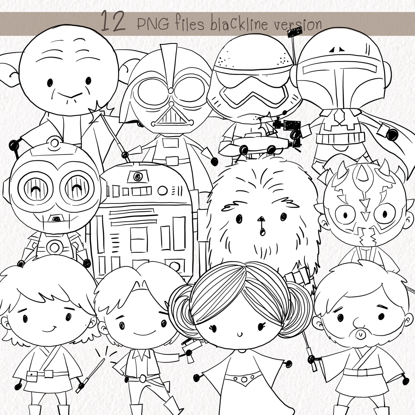 Space characters Hand Drawn ,doodle clipart, Seamless Pattern, instant download PNG file - 300 dpi