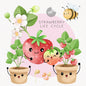 Strawberry fruit Life Cycle Clip Art ,PNG files 300 dpi.