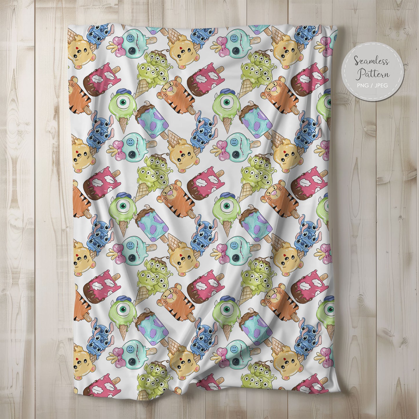 Summer ice cream Seamless Pattern A, instant download PNG , JPEG file - 300 dpi