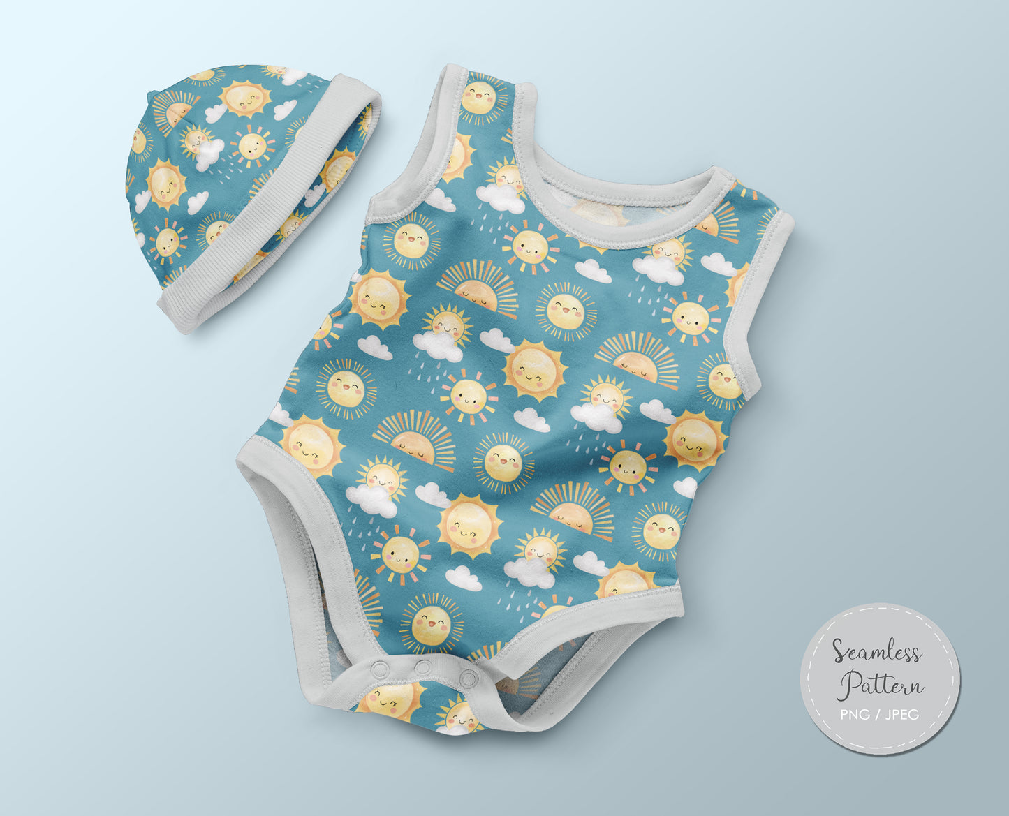 Sun Seamless Pattern, instant download PNG , JPEG  file - 300 dpi