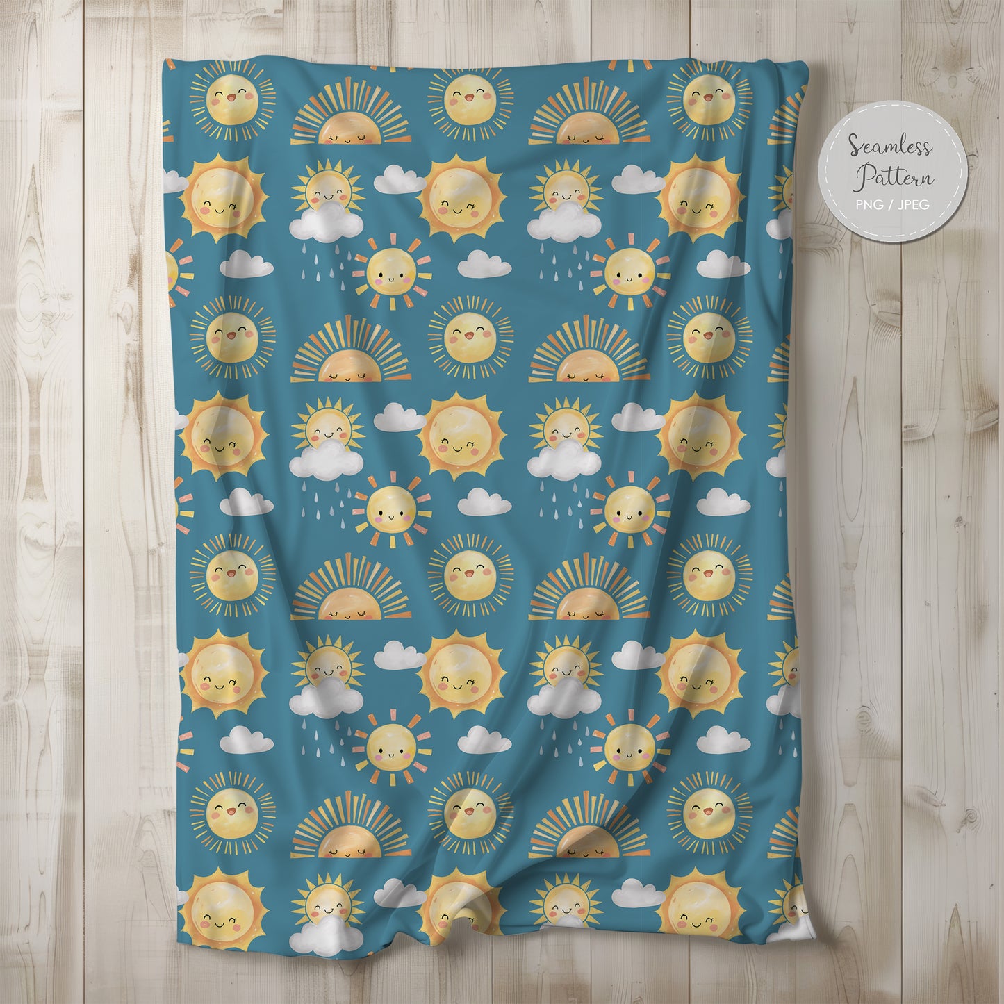 Sun Seamless Pattern, instant download PNG , JPEG  file - 300 dpi