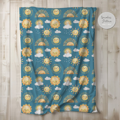 Sun Seamless Pattern, instant download PNG , JPEG  file - 300 dpi