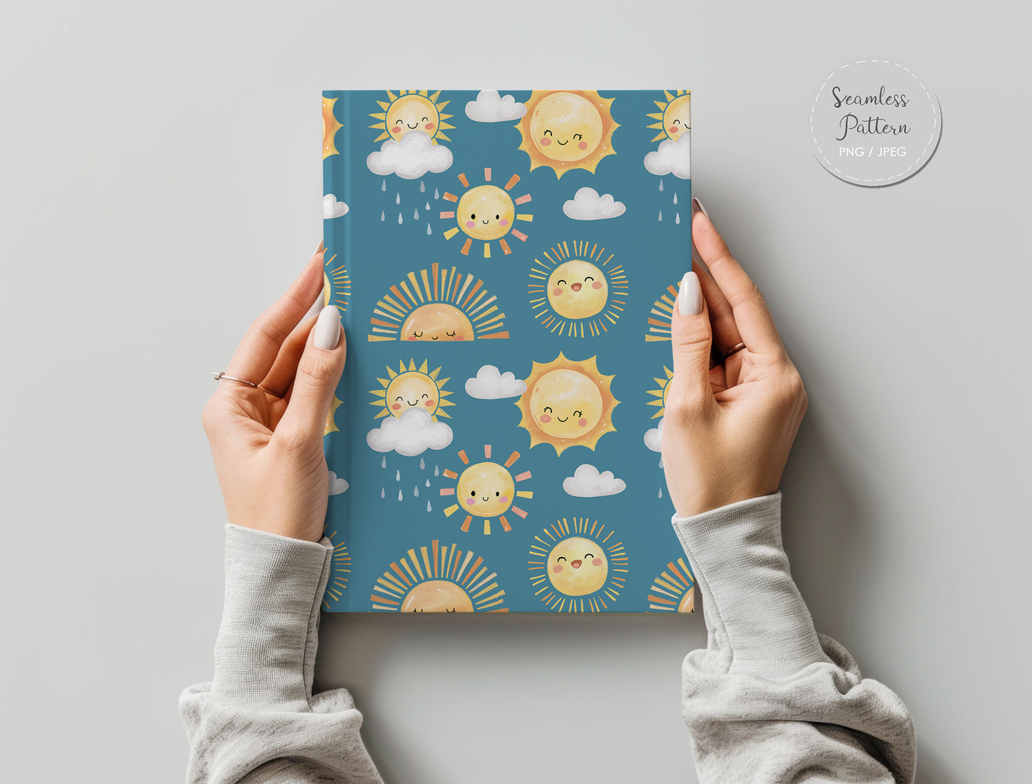 Sun Seamless Pattern, instant download PNG , JPEG  file - 300 dpi