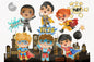 Cute Superhero Boys Clipart instant download PNG file - 300 dpi