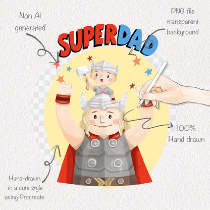 Super Dad, Fathers day clipart instant download PNG file - 300 dpi