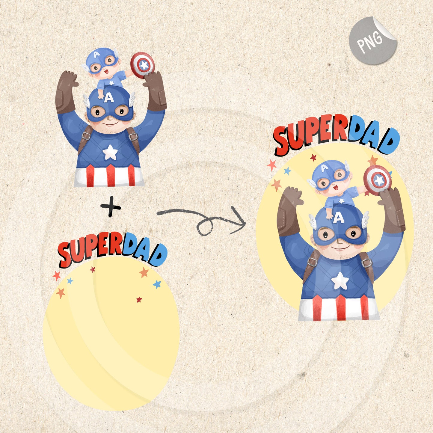 Super Dad, Fathers day clipart instant download PNG file - 300 dpi