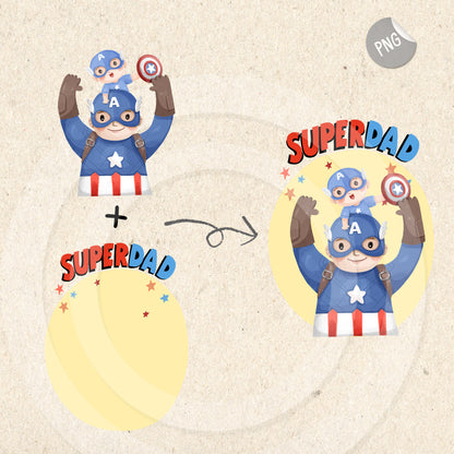 Super Dad, Fathers day clipart instant download PNG file - 300 dpi
