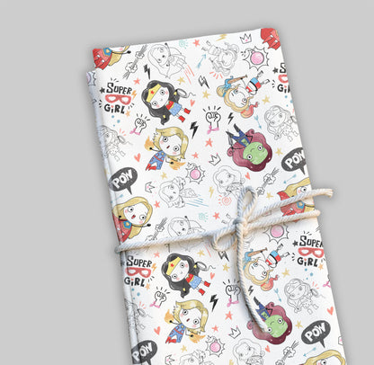 Super girls Hand Drawn ,doodle clipart, Seamless Pattern, instant download PNG file - 300 dpi