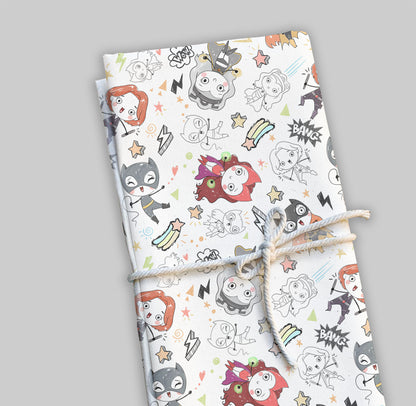 Super girls Hand Drawn ,doodle clipart, Seamless Pattern, instant download PNG file - 300 dpi