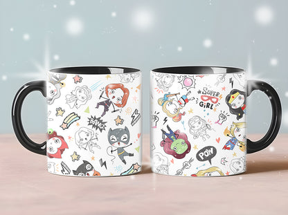 Super girls Hand Drawn ,doodle clipart, Seamless Pattern, instant download PNG file - 300 dpi