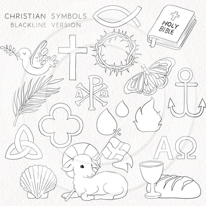 Christian Symbols Clipart PNG files 300 dpi. Religion, Bible stories Clipart PNG files
