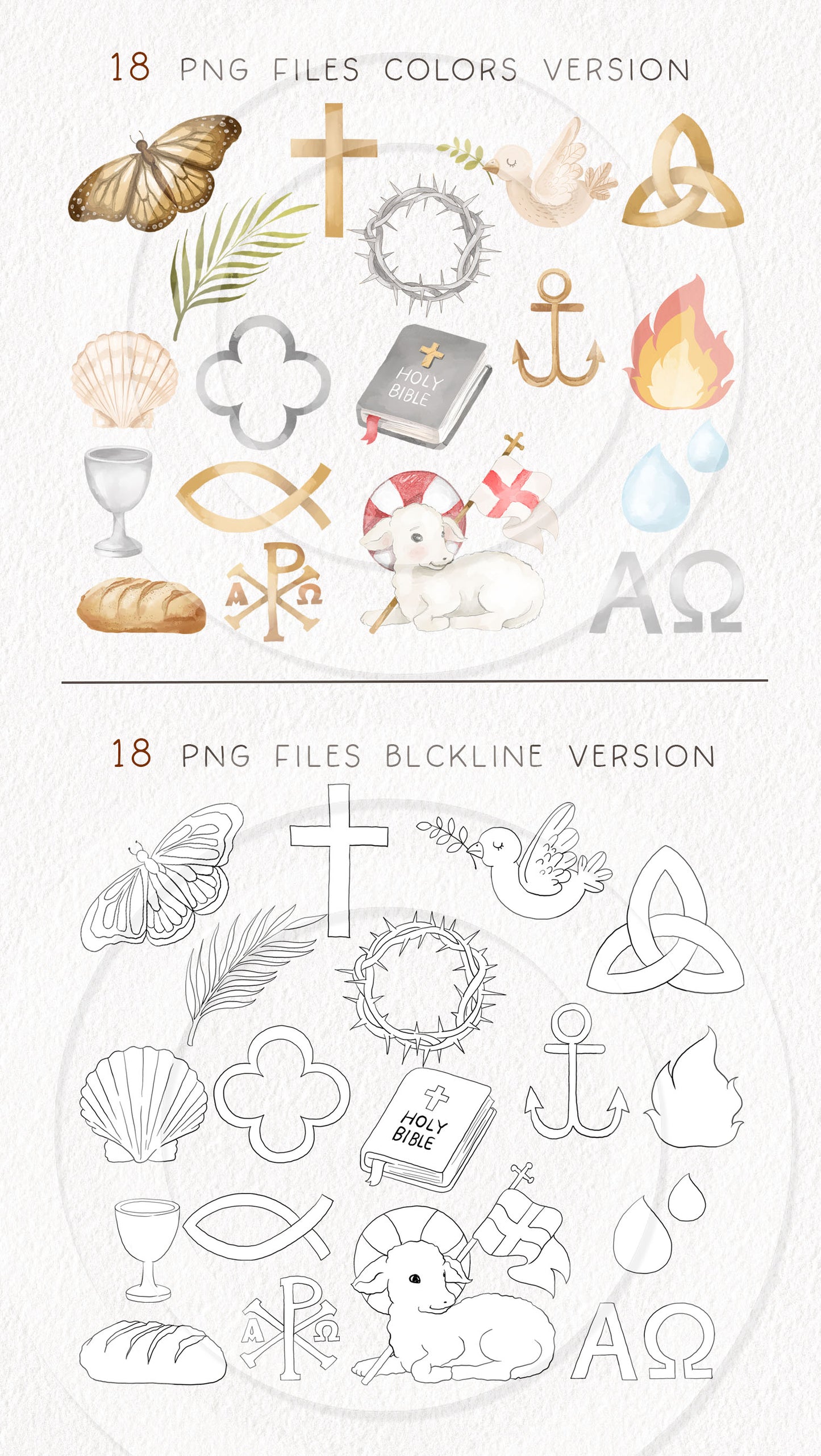 Christian Symbols Clipart PNG files 300 dpi. Religion, Bible stories Clipart PNG files