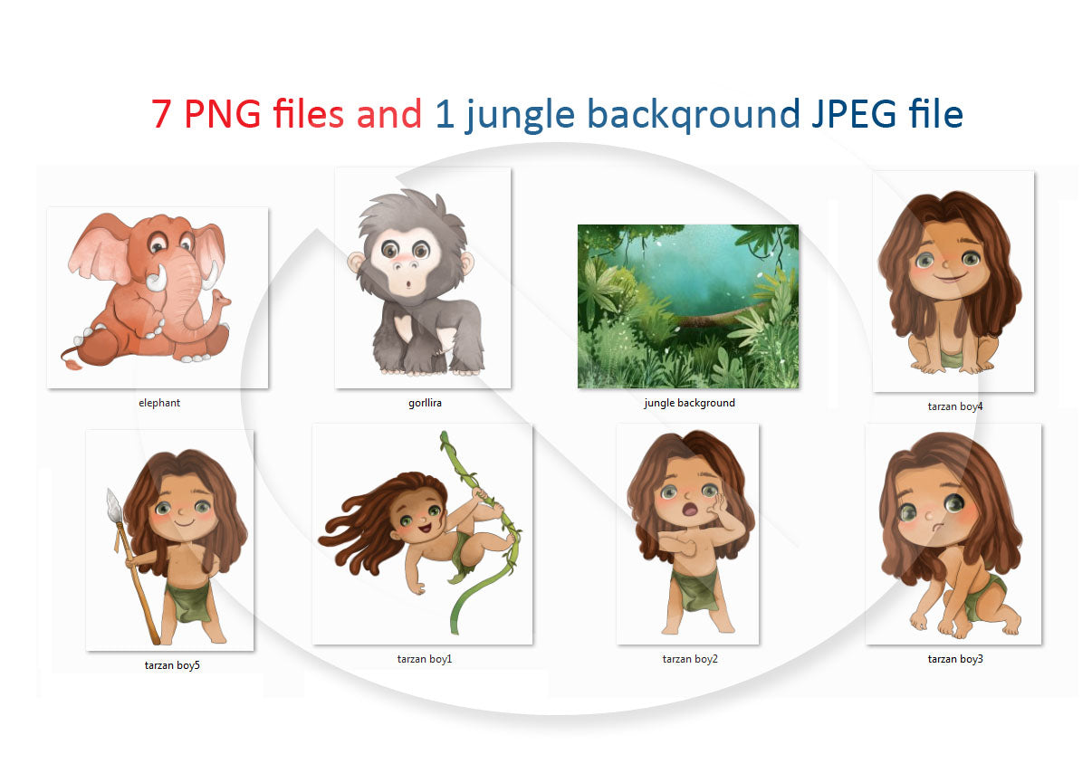 Jungle boys inspiration clipart PNG files instant download PNG file - 300 dpi.